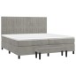 vidaXL Cama box spring con colchón terciopelo gris claro 200x200 cm vidaXL Cama box spring con colchón terciopelo gris claro 200x200 cm