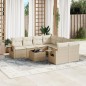 vidaXL Set de sofás de jardín 9 pzas con cojines ratán sintético beige vidaXL Set de sofás de jardín 9 pzas con cojines ratán sintético beige