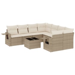vidaXL Set de sofás de jardín 9 pzas con cojines ratán sintético beige