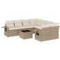 vidaXL Set de sofás de jardín 9 pzas con cojines ratán sintético beige vidaXL Set de sofás de jardín 9 pzas con cojines ratán sintético beige
