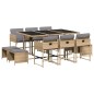 vidaXL Set comedor de jardín 11 pzas con cojines ratán sintético beige vidaXL Set comedor de jardín 11 pzas con cojines ratán sintético beige