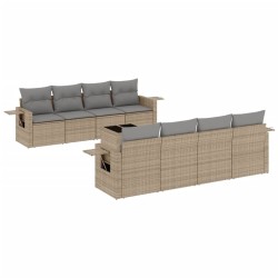 vidaXL Set de sofás de jardín 9 pzas con cojines ratán sintético beige