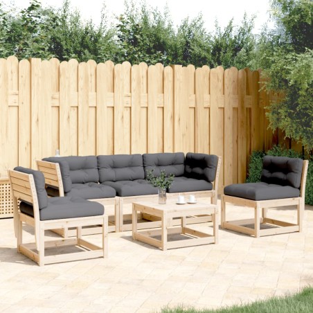 vidaXL Juego de sofás de jardín 5 pzas con cojines madera maciza pino