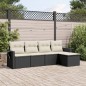 vidaXL Set de muebles de jardín 5 pzas y cojines ratán sintético negro vidaXL Set de muebles de jardín 5 pzas y cojines ratán sintético negro