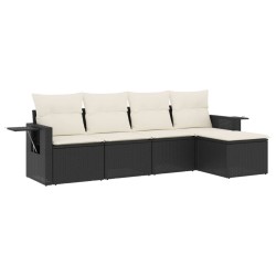 vidaXL Set de muebles de jardín 5 pzas y cojines ratán sintético negro