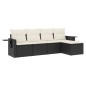 vidaXL Set de muebles de jardín 5 pzas y cojines ratán sintético negro vidaXL Set de muebles de jardín 5 pzas y cojines ratán sintético negro