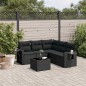vidaXL Set de sofás de jardín 6 piezas y cojines ratán sintético negro vidaXL Set de sofás de jardín 6 piezas y cojines ratán sintético negro