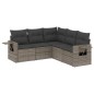 vidaXL Juego de sofás jardín con cojines 5 pzas ratán sintético gris vidaXL Juego de sofás jardín con cojines 5 pzas ratán sintético gris