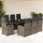 vidaXL Set comedor jardín 9 pzas y cojines ratán sintético gris vidaXL Set comedor jardín 9 pzas y cojines ratán sintético gris