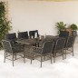 vidaXL Set comedor jardín 9 pzas y cojines ratán sintético gris vidaXL Set comedor jardín 9 pzas y cojines ratán sintético gris