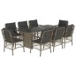 vidaXL Set comedor jardín 9 pzas y cojines ratán sintético gris vidaXL Set comedor jardín 9 pzas y cojines ratán sintético gris