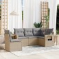 vidaXL Juego de sofás jardín con cojines 5 pzas ratán sintético beige vidaXL Juego de sofás jardín con cojines 5 pzas ratán sintético beige