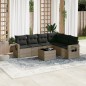 vidaXL Set de sofás de jardín 7 piezas con cojines ratán PE gris vidaXL Set de sofás de jardín 7 piezas con cojines ratán PE gris