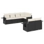vidaXL Set de comedor de jardín 7 pzas y cojines ratán sintético negro vidaXL Set de comedor de jardín 7 pzas y cojines ratán sintético negro