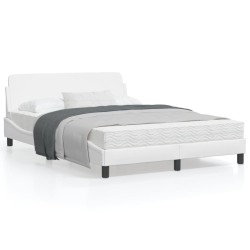 vidaXL Estructura de cama cabecero cuero sintético blanco 120x200 cm