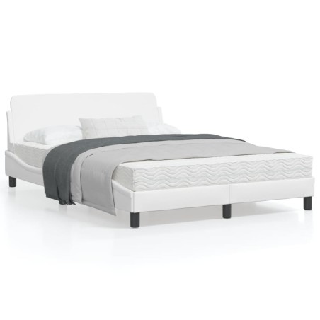 vidaXL Estructura de cama cabecero cuero sintético blanco 120x200 cm