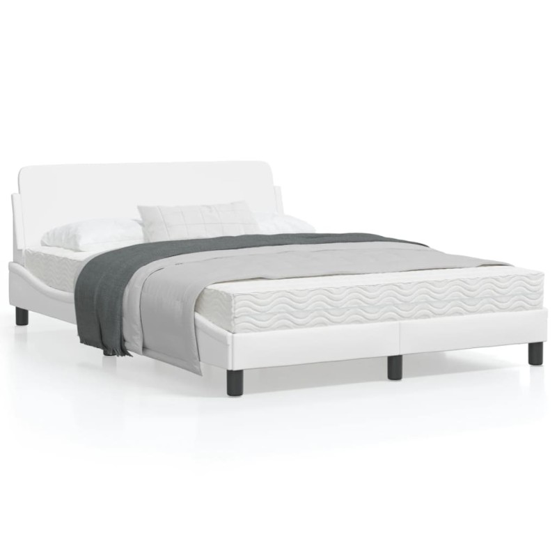 vidaXL Estructura de cama cabecero cuero sintético blanco 140x200 cm vidaXL Estructura de cama cabecero cuero sintético blanco 140x200 cm