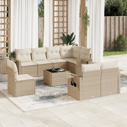 vidaXL Set de sofás de jardín 9 pzas con cojines ratán sintético beige