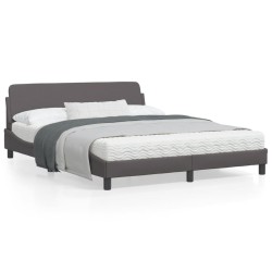 vidaXL Estructura de cama con cabecero cuero sintético gris 160x200cm