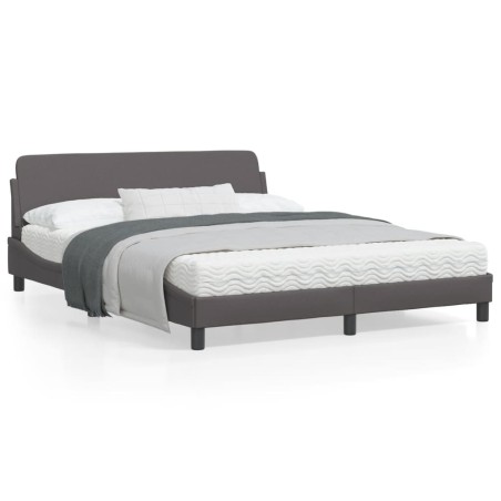 vidaXL Estructura de cama con cabecero cuero sintético gris 160x200cm