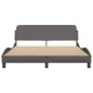 vidaXL Estructura de cama con cabecero cuero sintético gris 160x200cm vidaXL Estructura de cama con cabecero cuero sintético gris 160x200cm
