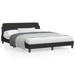 vidaXL Estructura de cama con cabecero de terciopelo negro 160x200 cm