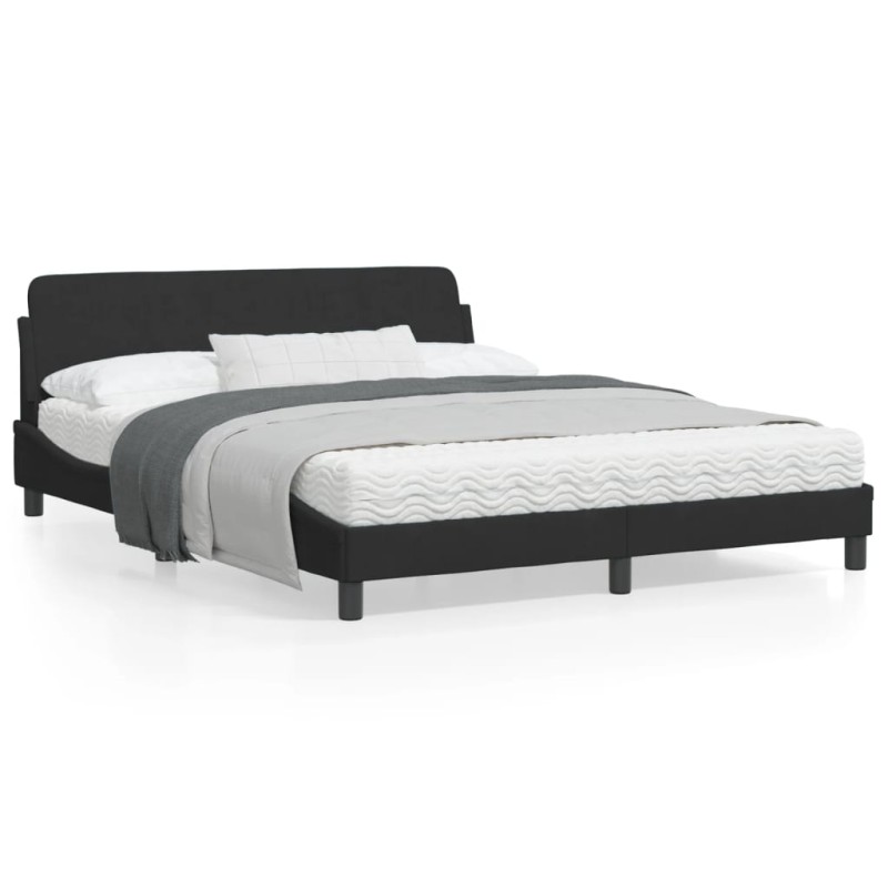 vidaXL Estructura de cama con cabecero de terciopelo negro 160x200 cm vidaXL Estructura de cama con cabecero de terciopelo negro 160x200 cm
