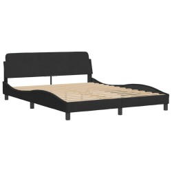 vidaXL Estructura de cama con cabecero de terciopelo negro 160x200 cm