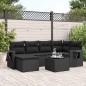 vidaXL Set de comedor de jardín 7 pzas y cojines ratán sintético negro vidaXL Set de comedor de jardín 7 pzas y cojines ratán sintético negro