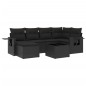 vidaXL Set de comedor de jardín 7 pzas y cojines ratán sintético negro vidaXL Set de comedor de jardín 7 pzas y cojines ratán sintético negro