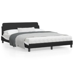 vidaXL Estructura cama cabecero cuero sintético negro blanco 160x200cm