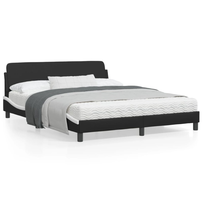 vidaXL Estructura cama cabecero cuero sintético negro blanco 160x200cm