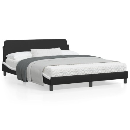 vidaXL Estructura cama cabecero cuero sintético negro blanco 160x200cm