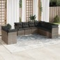 vidaXL Set de muebles de jardín 9 pzas y cojines ratán sintético gris