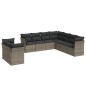 vidaXL Set de muebles de jardín 9 pzas y cojines ratán sintético gris