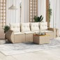 vidaXL Juego de sofás jardín con cojines 5 pzas ratán sintético beige vidaXL Juego de sofás jardín con cojines 5 pzas ratán sintético beige