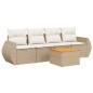 vidaXL Juego de sofás jardín con cojines 5 pzas ratán sintético beige vidaXL Juego de sofás jardín con cojines 5 pzas ratán sintético beige