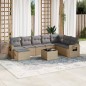 vidaXL Set de sofás de jardín 9 pzas con cojines ratán sintético beige vidaXL Set de sofás de jardín 9 pzas con cojines ratán sintético beige