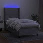 vidaXL Cama box spring colchón y luces LED tela gris claro 80x200 cm vidaXL Cama box spring colchón y luces LED tela gris claro 80x200 cm