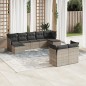 vidaXL Set de muebles de jardín 9 pzas y cojines ratán sintético gris