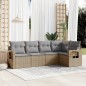 vidaXL Juego de sofás jardín con cojines 5 pzas ratán sintético beige vidaXL Juego de sofás jardín con cojines 5 pzas ratán sintético beige