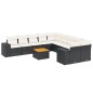 vidaXL Set de sofás de jardín 11 pzas y cojines ratán sintético negro