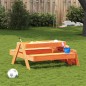 vidaXL Mesa de pícnic con arenero de niños madera maciza pino marrón vidaXL Mesa de pícnic con arenero de niños madera maciza pino marrón