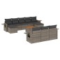 vidaXL Set de sofás de jardín 11 pzas y cojines ratán sintético gris vidaXL Set de sofás de jardín 11 pzas y cojines ratán sintético gris