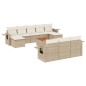 vidaXL Set de sofás de jardín 11pzas con cojines ratán sintético beige vidaXL Set de sofás de jardín 11pzas con cojines ratán sintético beige
