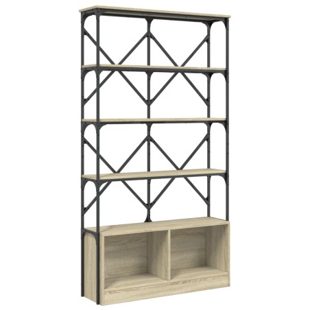 vidaXL Estantería madera ingeniería y metal roble Sonoma 100x26x180 cm