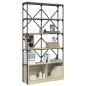 vidaXL Estantería madera ingeniería y metal roble Sonoma 100x26x180 cm vidaXL Estantería madera ingeniería y metal roble Sonoma 100x26x180 cm