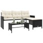 vidaXL Sofá de jardín en forma de L con mesa y cojines ratán PE negro vidaXL Sofá de jardín en forma de L con mesa y cojines ratán PE negro