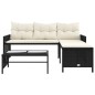 vidaXL Sofá de jardín en forma de L con mesa y cojines ratán PE negro vidaXL Sofá de jardín en forma de L con mesa y cojines ratán PE negro