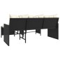 vidaXL Sofá de jardín en forma de L con mesa y cojines ratán PE negro vidaXL Sofá de jardín en forma de L con mesa y cojines ratán PE negro